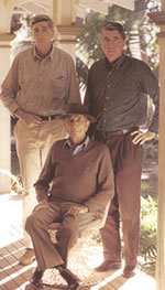 Bob and Don McDonald (standing) with their father Jim at the family's Brightlands Station near Cloncurry.